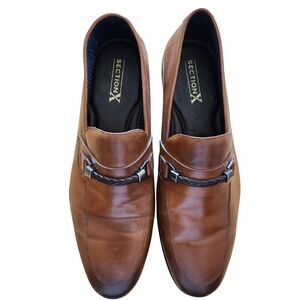 Section XMen's Saint Leather Braided Bit Venetian Dress Loafers, Sz 11